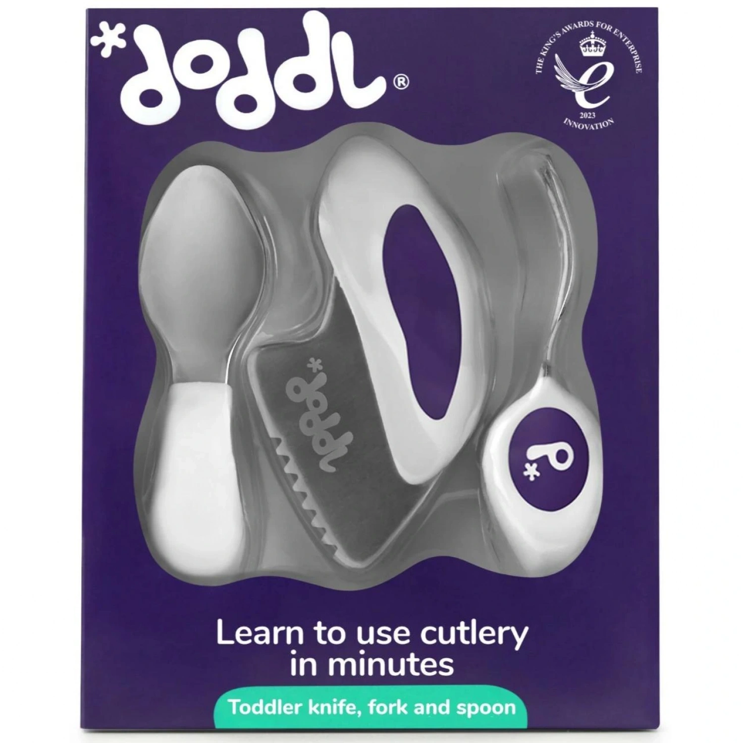 Doddl 3lü Çatal Kaşık Bıçak Seti 1-5 Yaş - İndigo