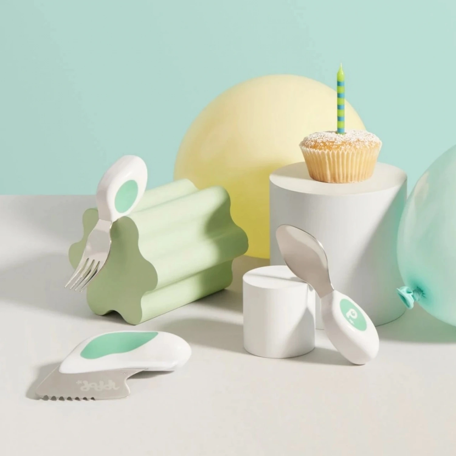 Doddl Çocuklar için Çatal Kaşık Bıçak Seti 1-5 Yaş - Aqua