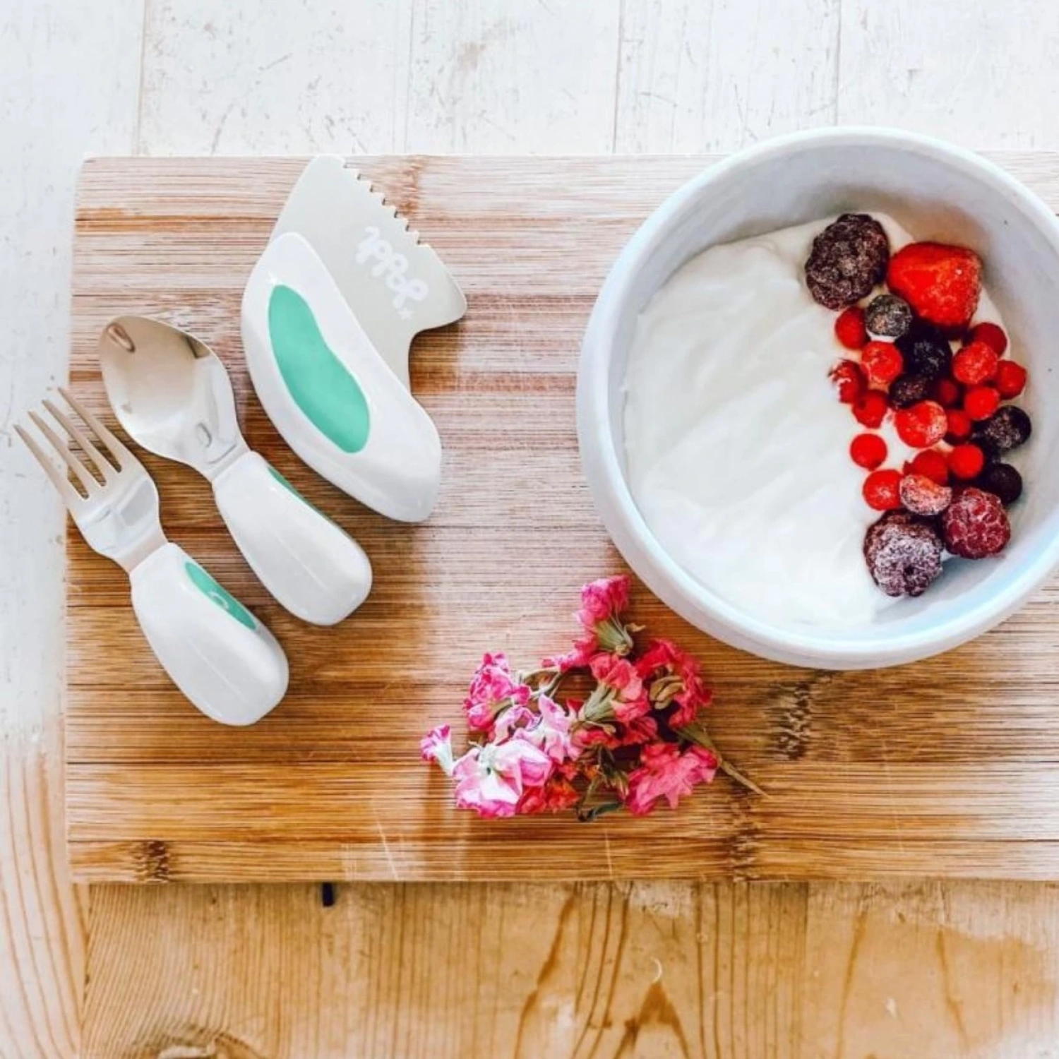 Doddl Çocuklar için Çatal Kaşık Bıçak Seti 1-5 Yaş - Aqua