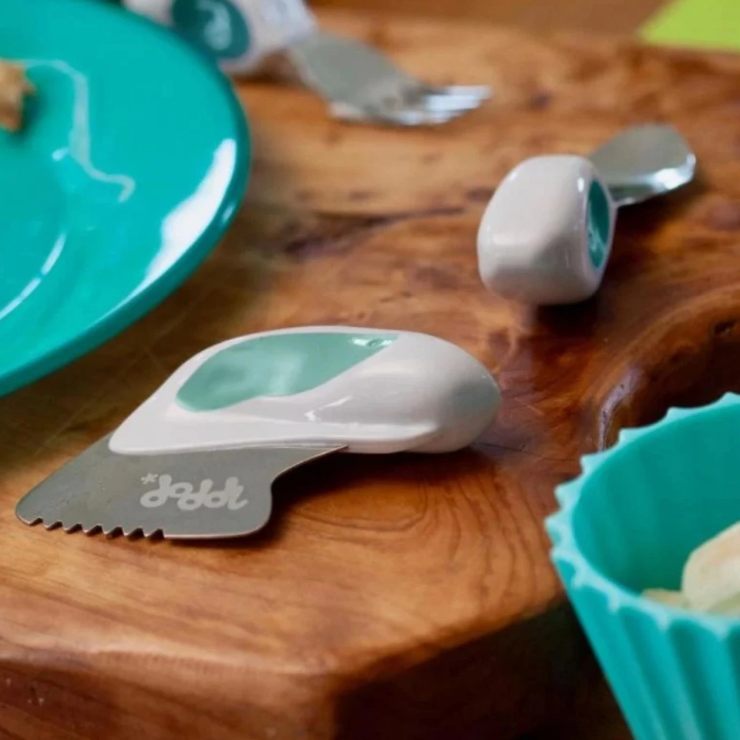 Doddl Çocuklar için Çatal Kaşık Bıçak Seti 1-5 Yaş - Aqua
