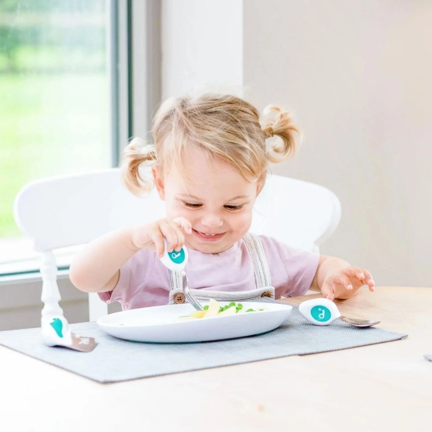 Doddl Çocuklar için Çatal Kaşık Bıçak Seti 1-5 Yaş - Aqua