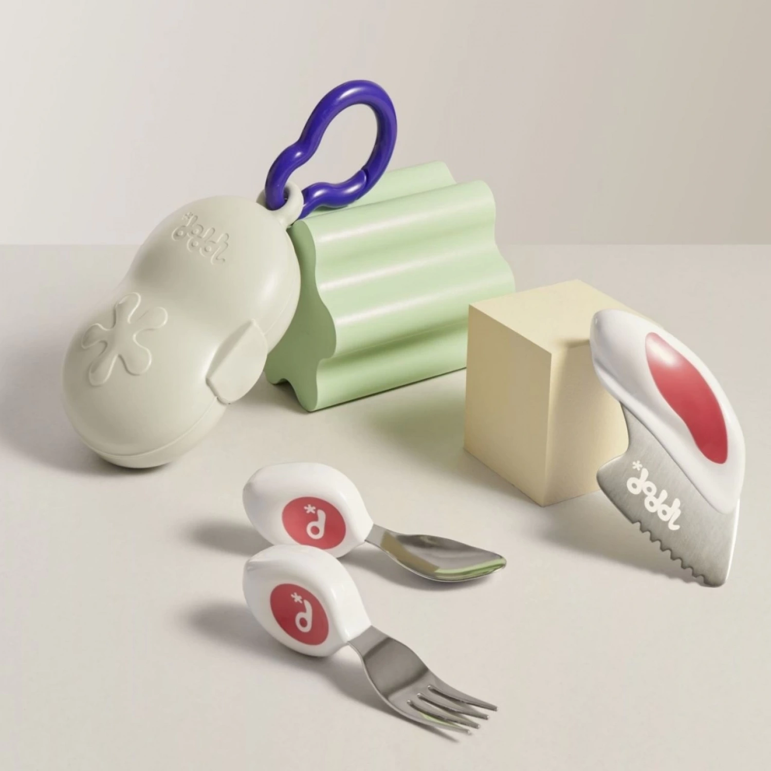 Doddl Çocuklar için Çatal Kaşık Bıçak Seti 1-5 Yaş - Magenta