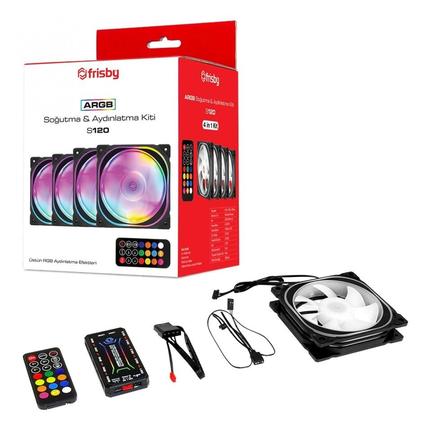 Frisby FCL-F1274C 4 x 120MM Argb 4lü Fan Seti Kit Sessiz Rgb Kasa Fanı