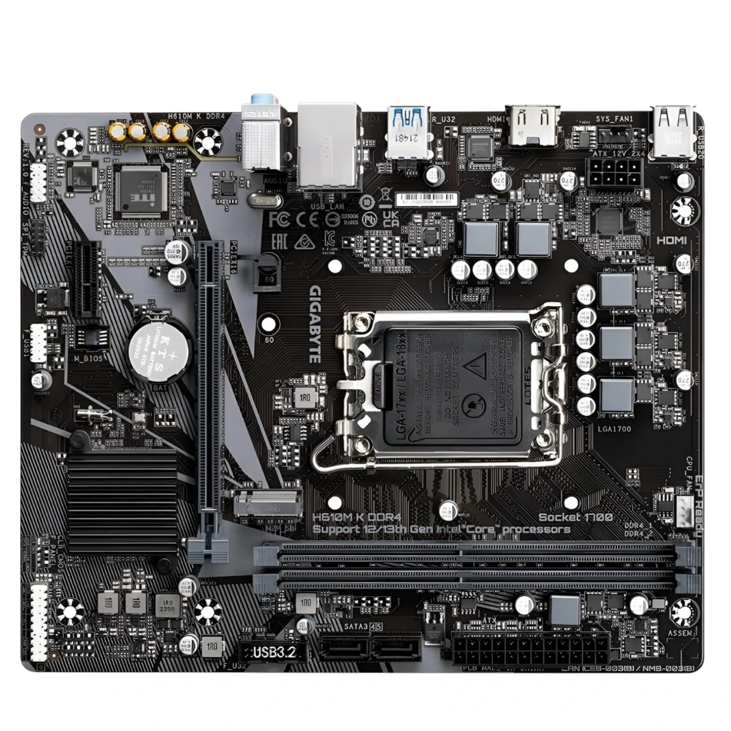 Gigabyte H610M-K Rev.1.0 2xddr4 M.2 HDMI 12-13.nesil LGA1700 Soket, Anakart