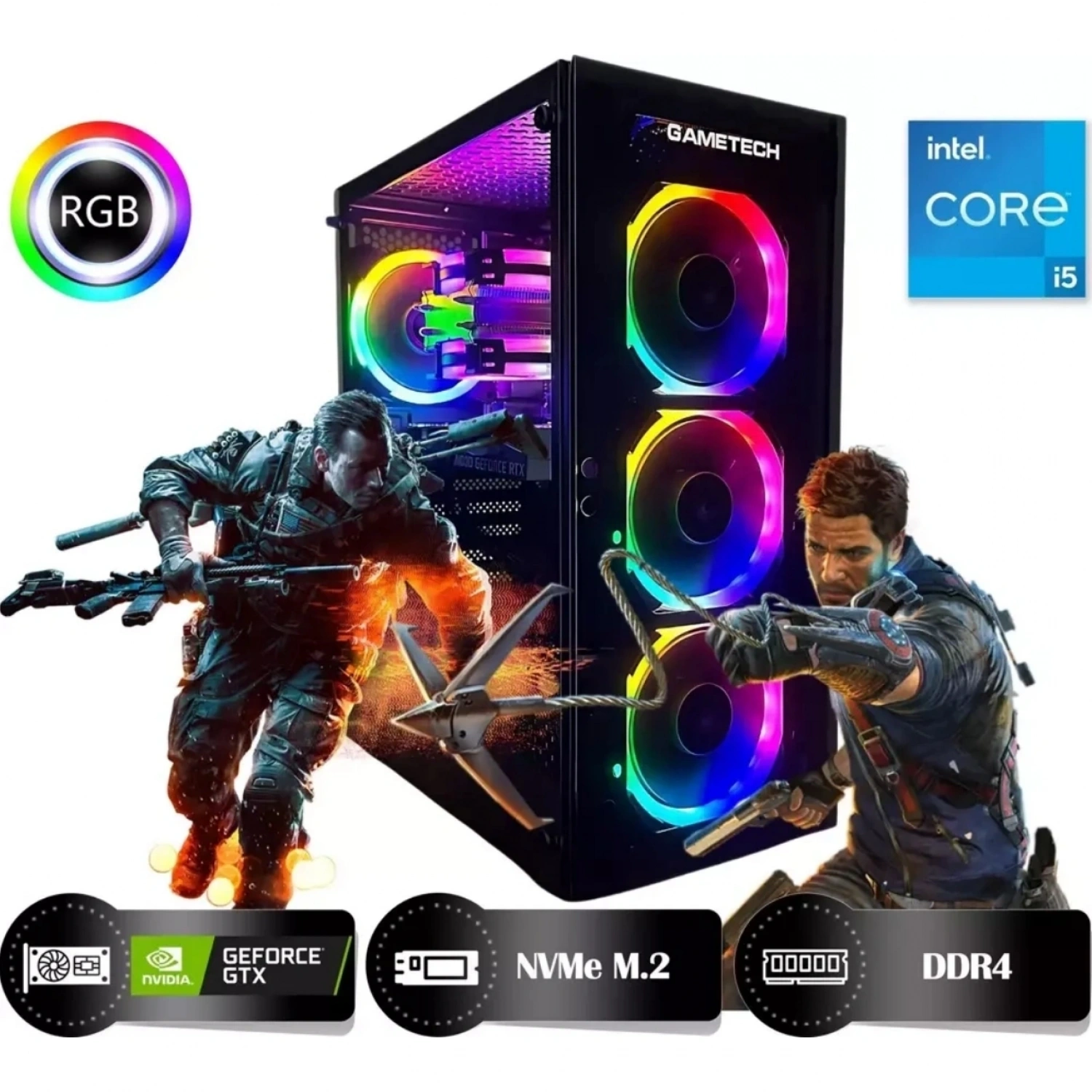 Vebingo Ares HRI161650-IC Intel Core i5-12400F 16GB Ram 500GB Nvme M.2 SSD GTX1650 4GB Masaüstü Oyuncu Bilgisayarı