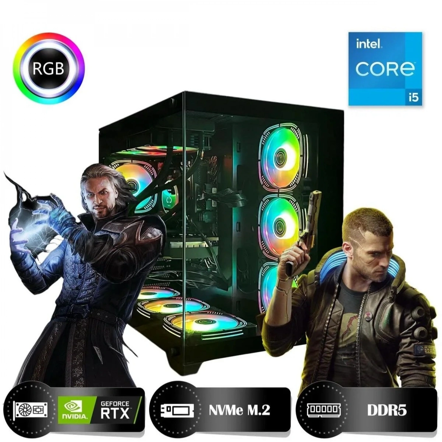 HYPER ROCKET One HRI164060-IC Intel Core i5-12400F 16GB Ram 500GB Nvme M.2 SSD RTX4060 8GB Masaüstü Oyuncu Bilgisayarı