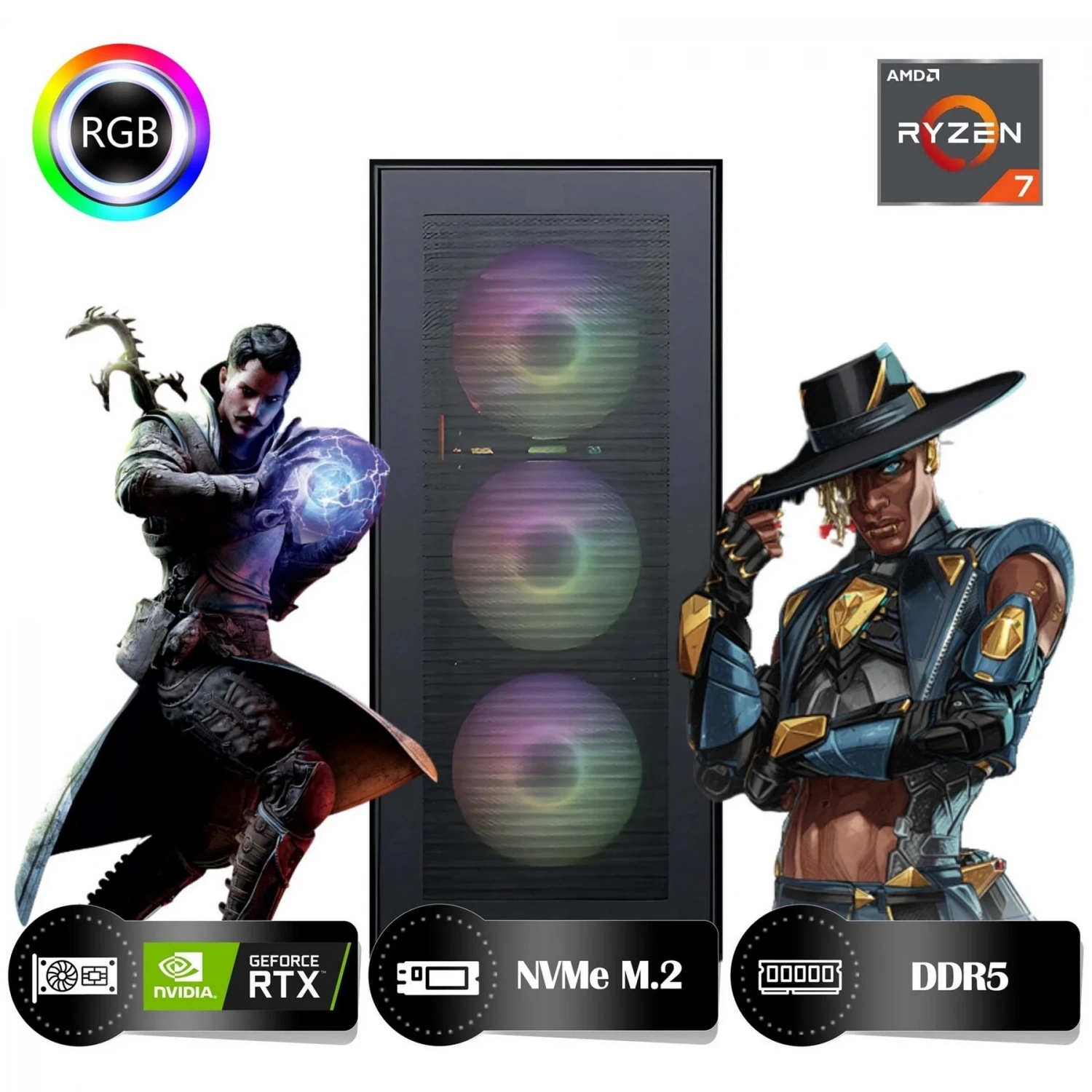 HYPER ROCKET Peak HRA323060 Ryzen 7 8700F 32GB Ram 1TB Nvme M.2 SSD RTX3060 12GB Masaüstü Oyuncu Bilgisayarı