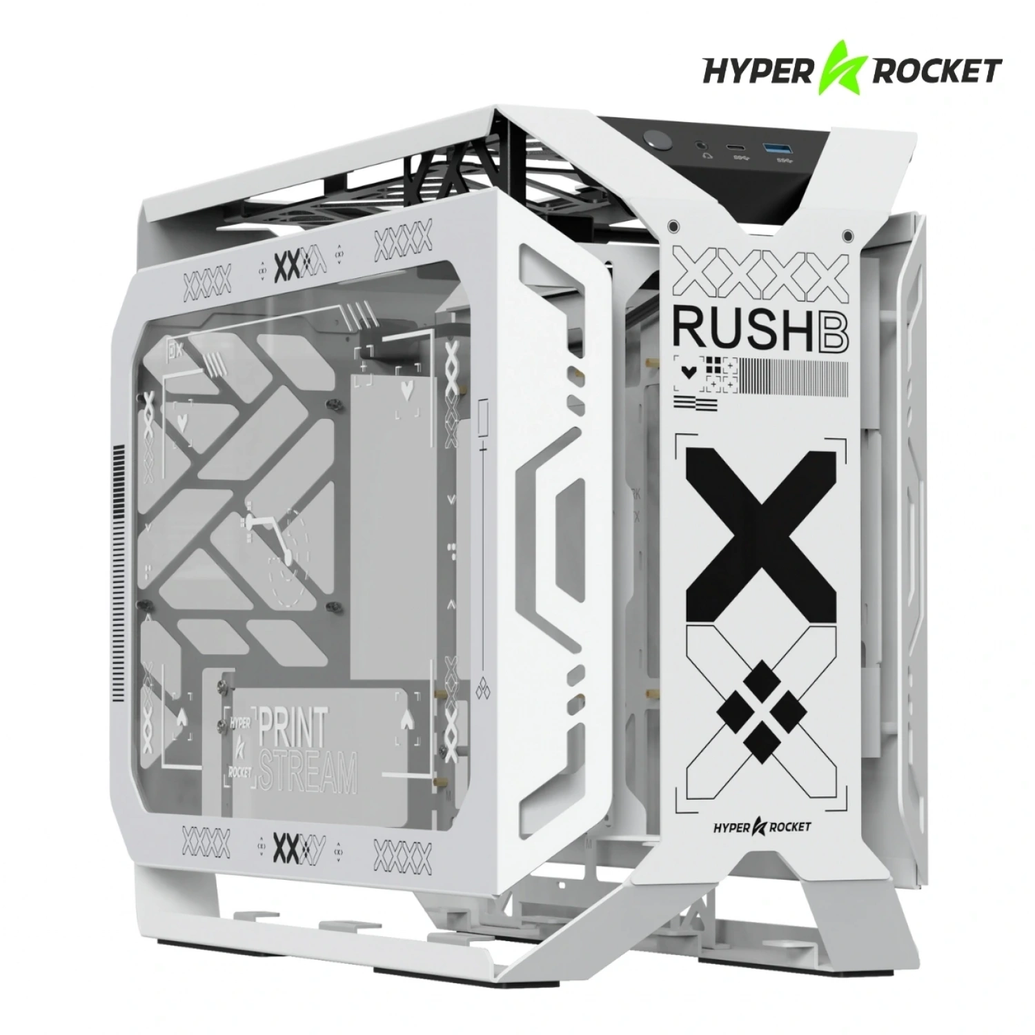 Hyper Rocket X-ERA Print Stream M-ATX RGB Open Frame Gaming Oyuncu Kasası