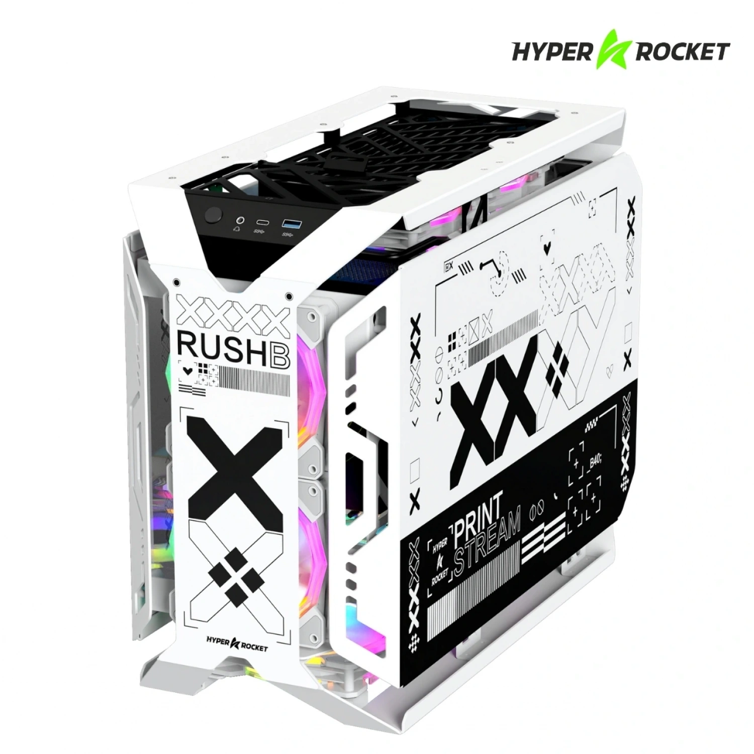 Hyper Rocket X-ERA Print Stream M-ATX RGB Open Frame Gaming Oyuncu Kasası