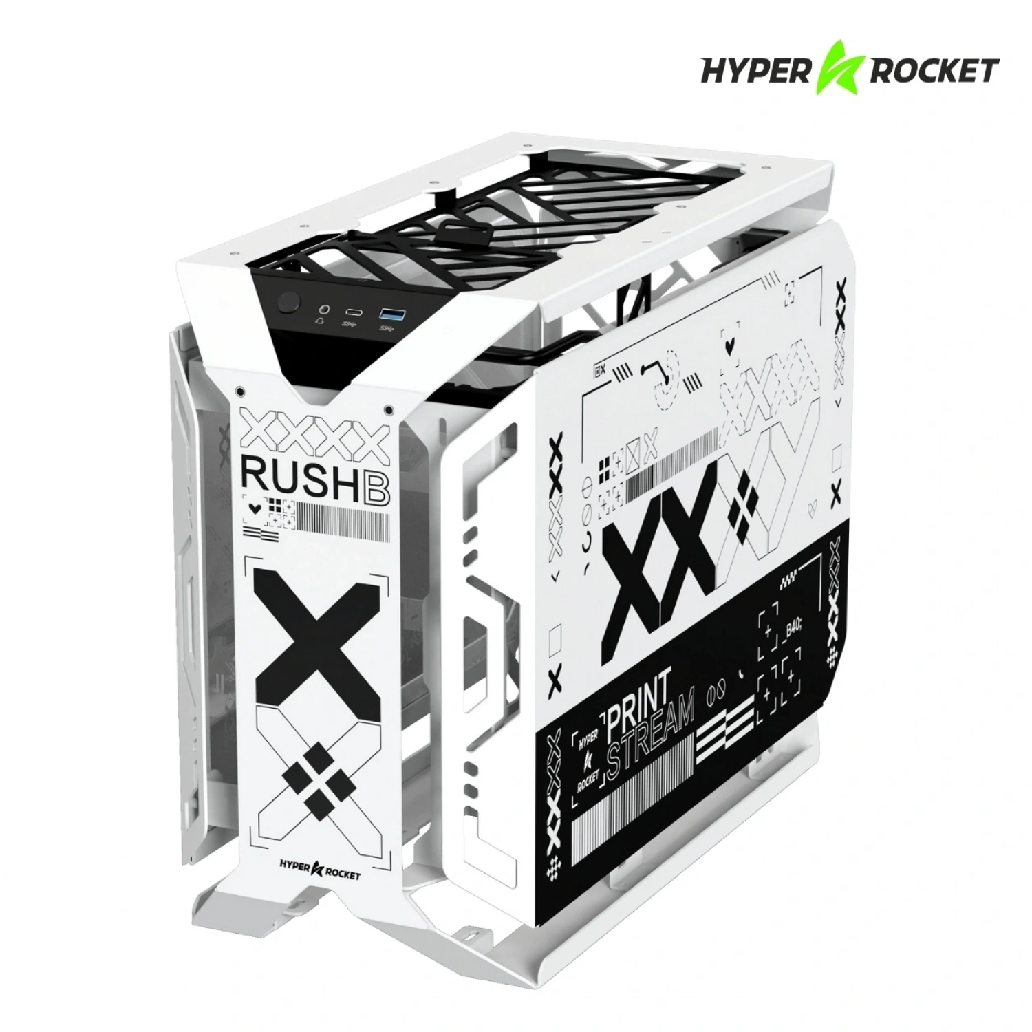 Hyper Rocket X-ERA Print Stream M-ATX RGB Open Frame Gaming Oyuncu Kasası