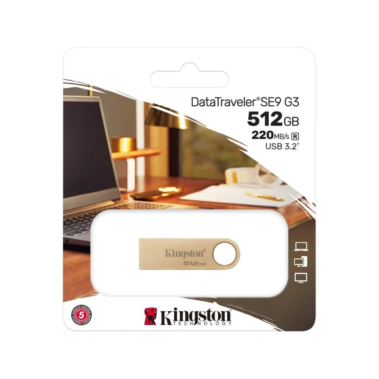 Kingston DTSE9G3/512GB 512GB DataTraveler 220MB/s USB 3.2 Gen 1 Metal SE9 G3 Usb Bellek