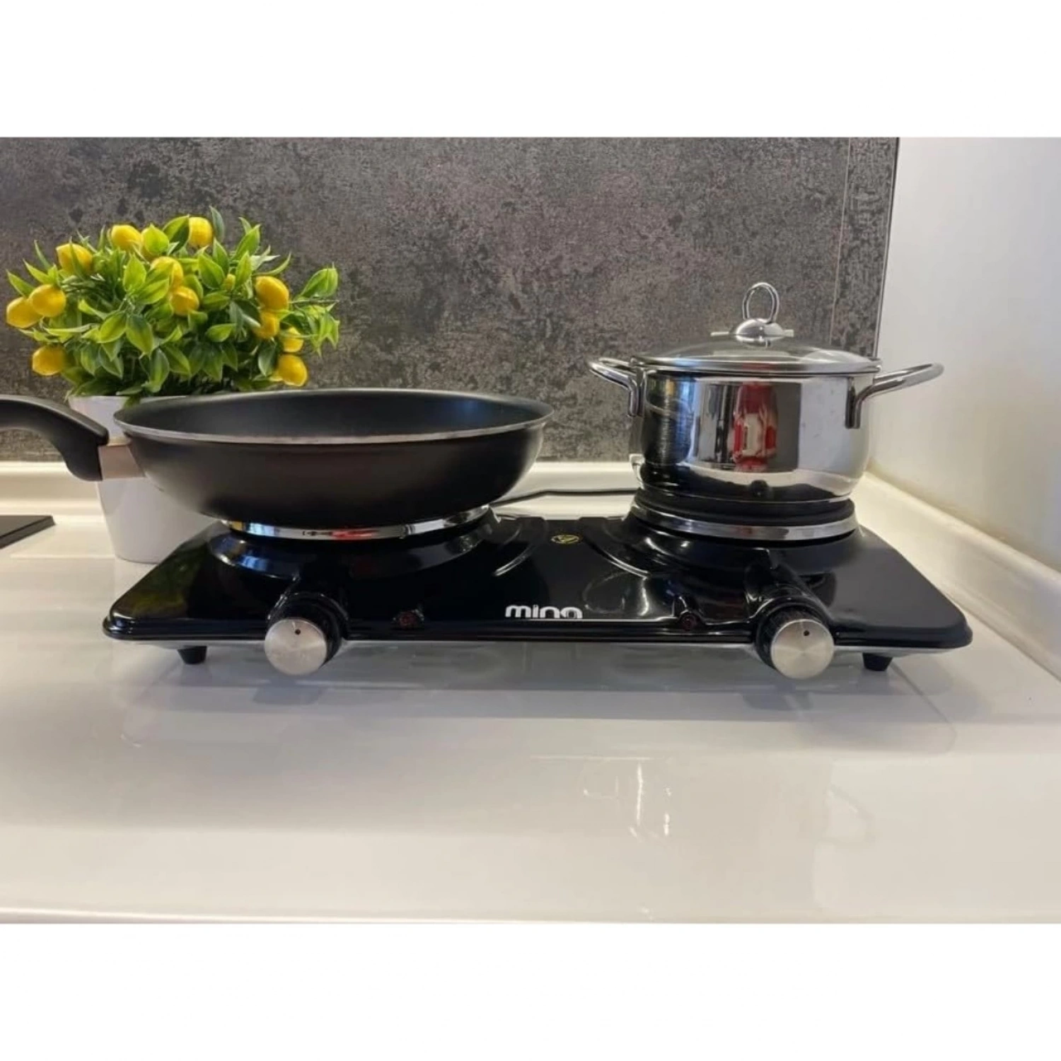 Mina 1500+1000W Grafen İkili Elektrikli Set Üstü Ocak