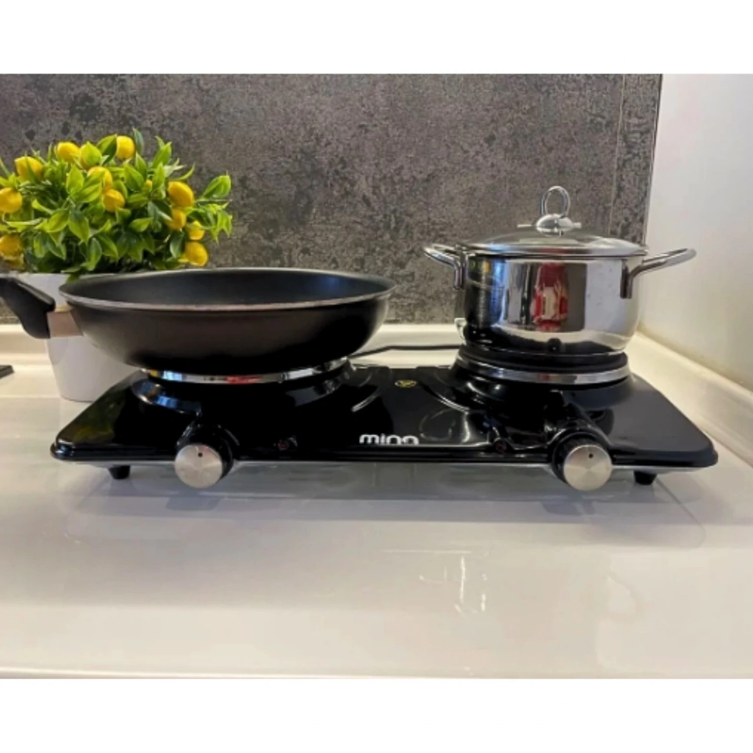 Mina 1500+1000W Grafen İkili Elektrikli Set Üstü Ocak