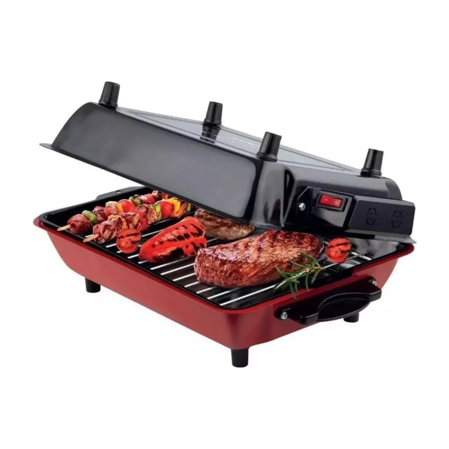 Mina Emaye Tepsili 1100W Paslanmaz Krom Telli Cızbız Kapaklı Elektrikli Izgara