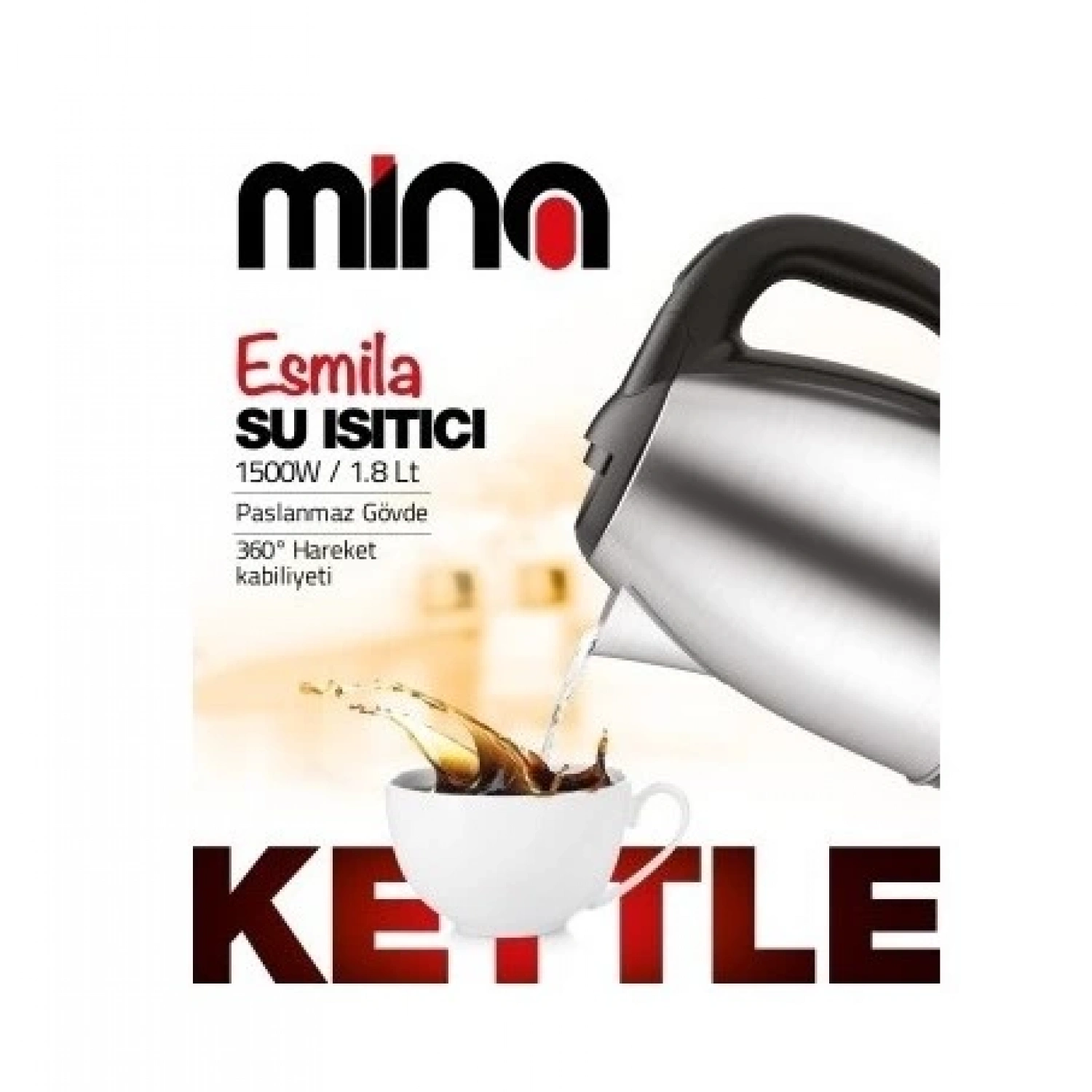 Mina Esmila Su Isıtıcı Çelik Kettle