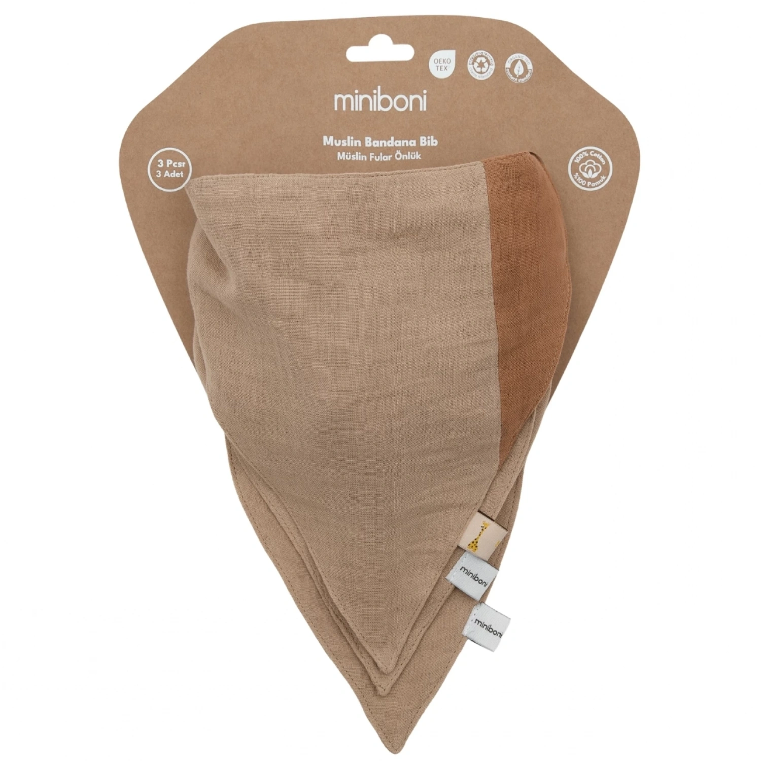 Miniboni 3lü Müslin Fular - Beige