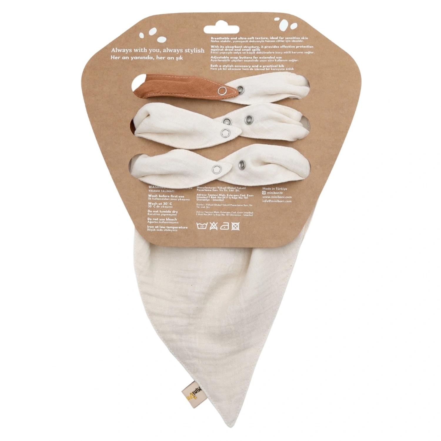 Miniboni 3lü Müslin Fular - Ekru