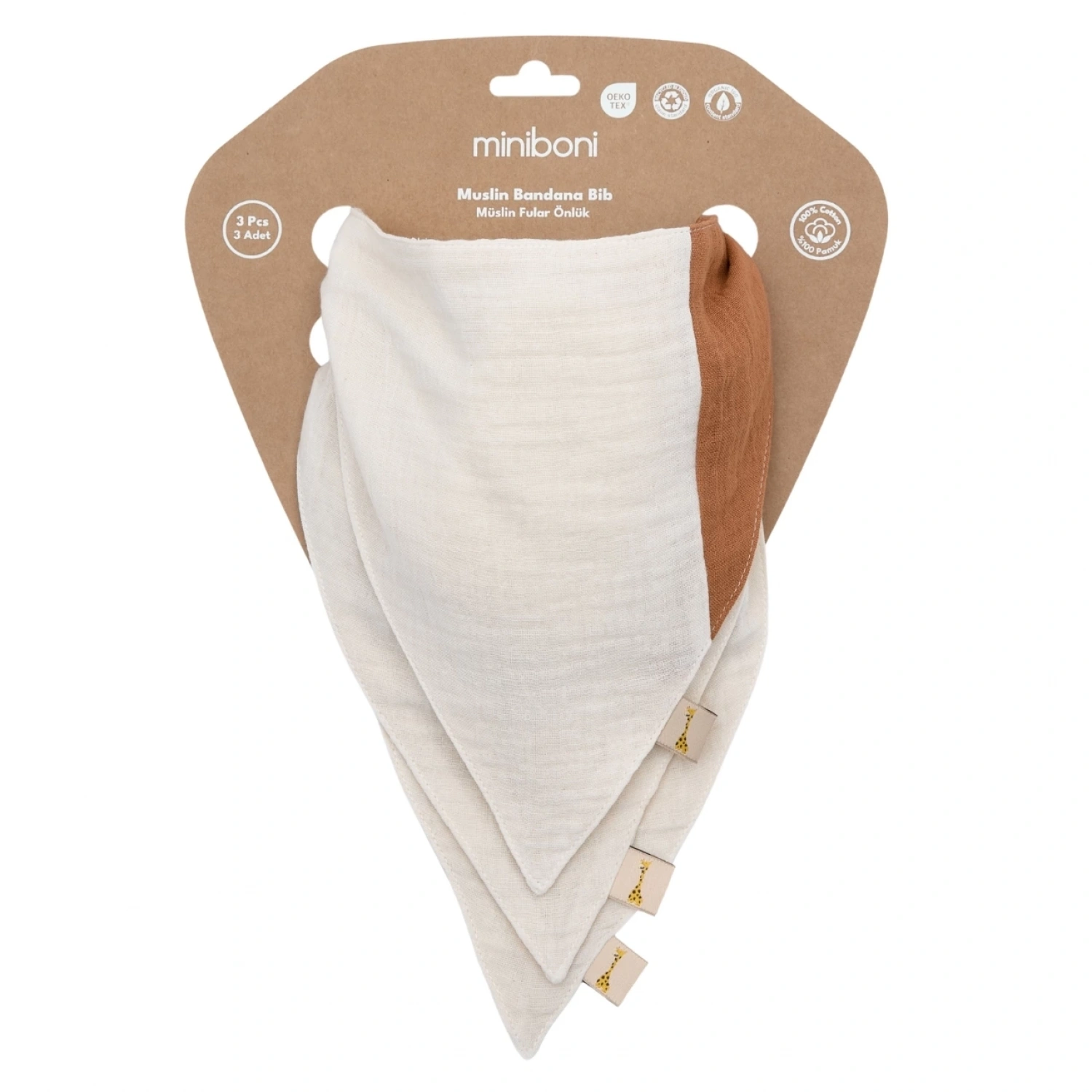 Miniboni 3lü Müslin Fular - Ekru