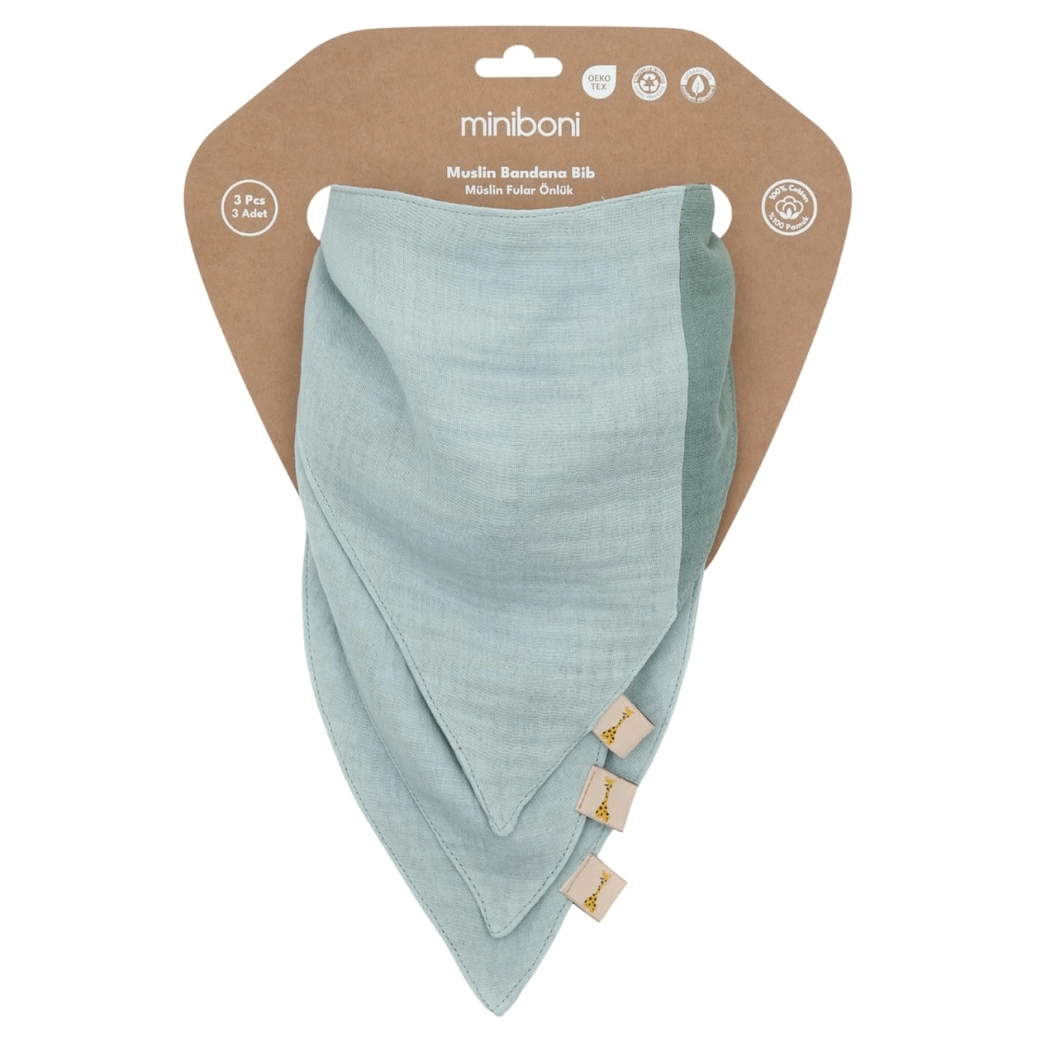 Miniboni 3lü Müslin Fular - Mint