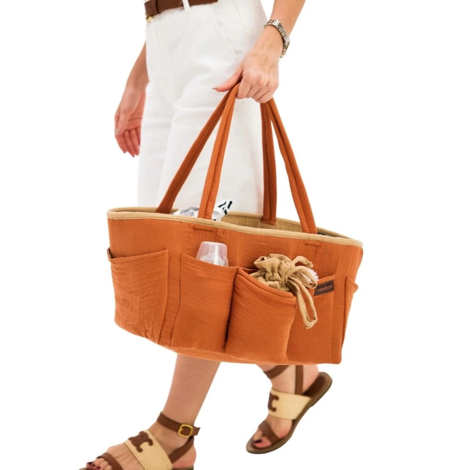 Miniboni Müslin Anne Organizer Çanta - Beige