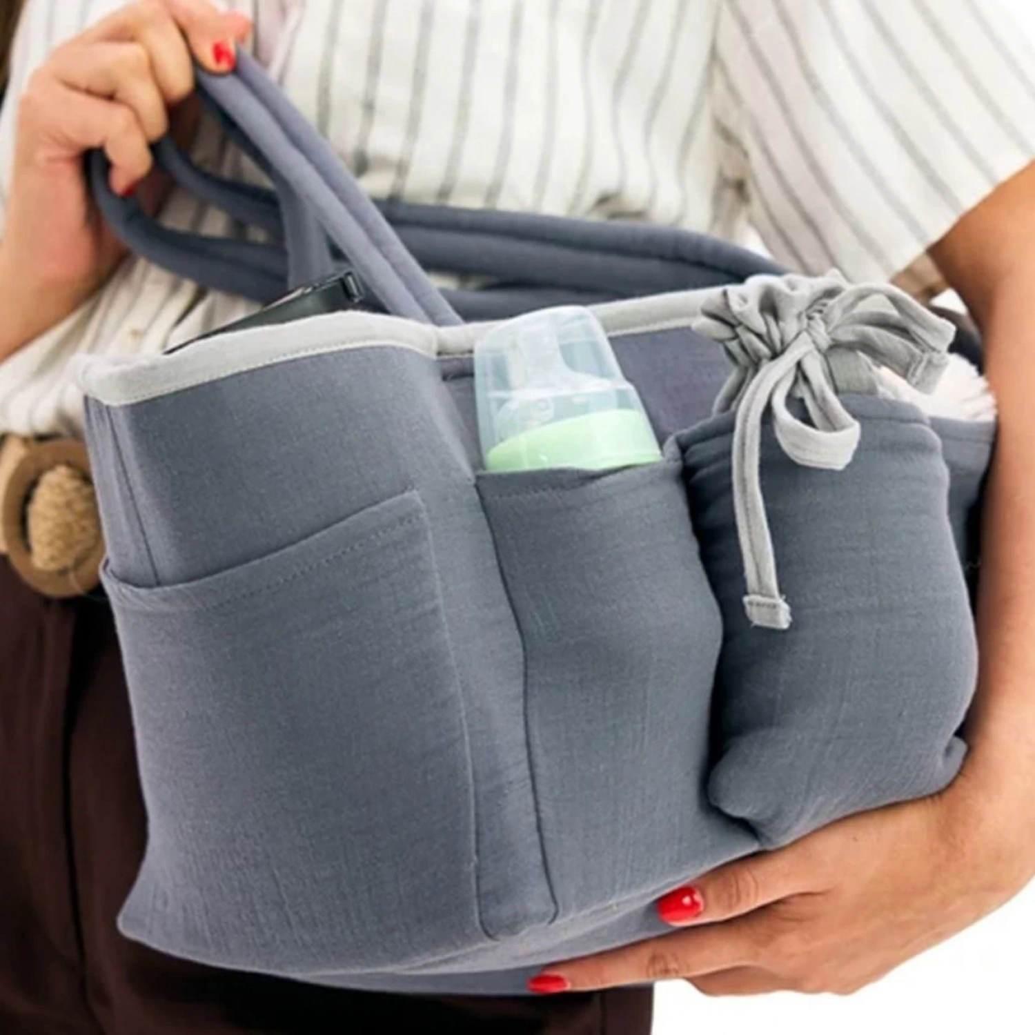 Miniboni Müslin Anne Organizer Çanta - Grey