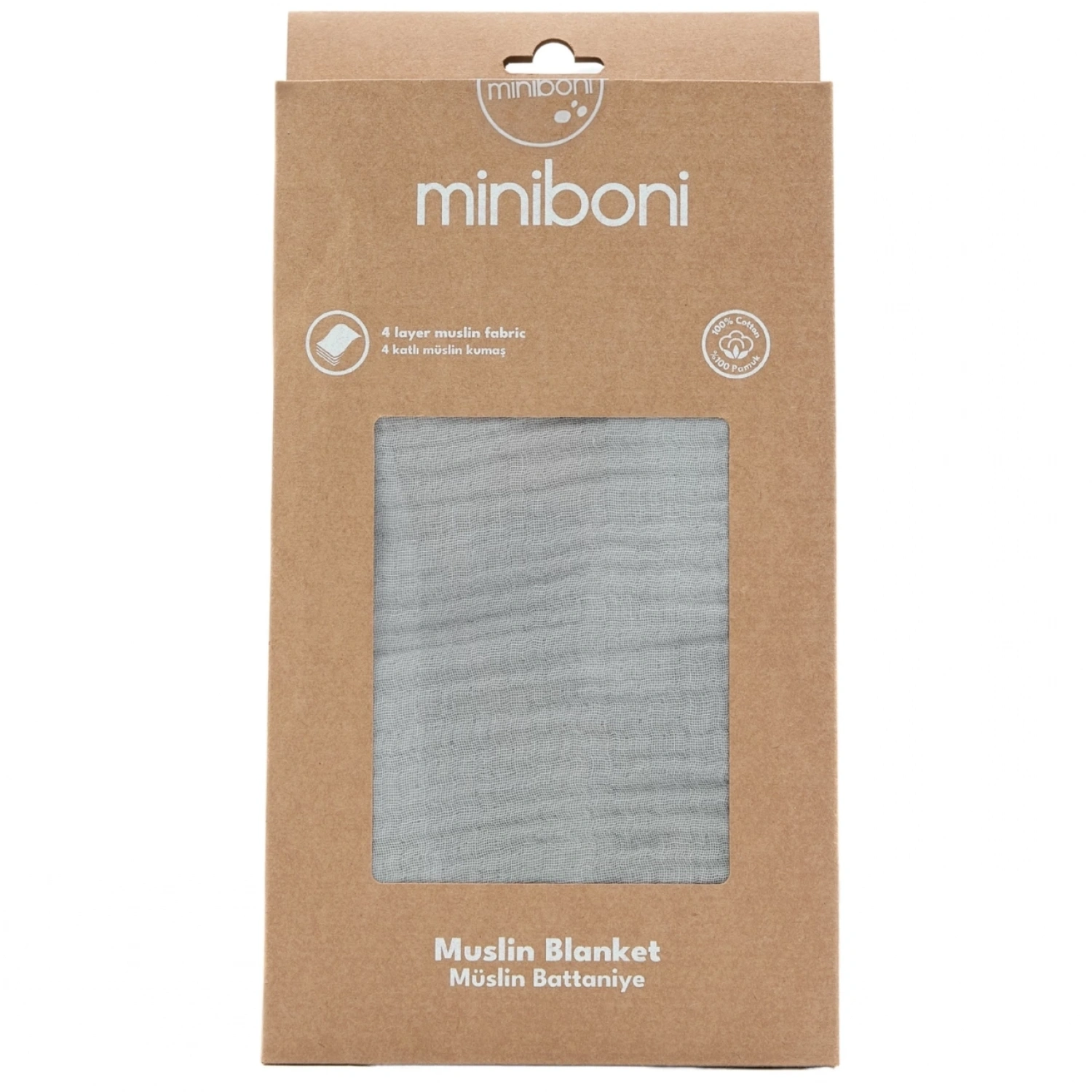Miniboni Müslin Battaniye - Grey