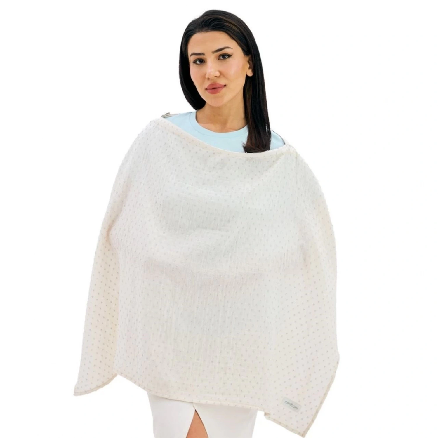 Miniboni Müslin Emzirme Örtüsü - White / Grey