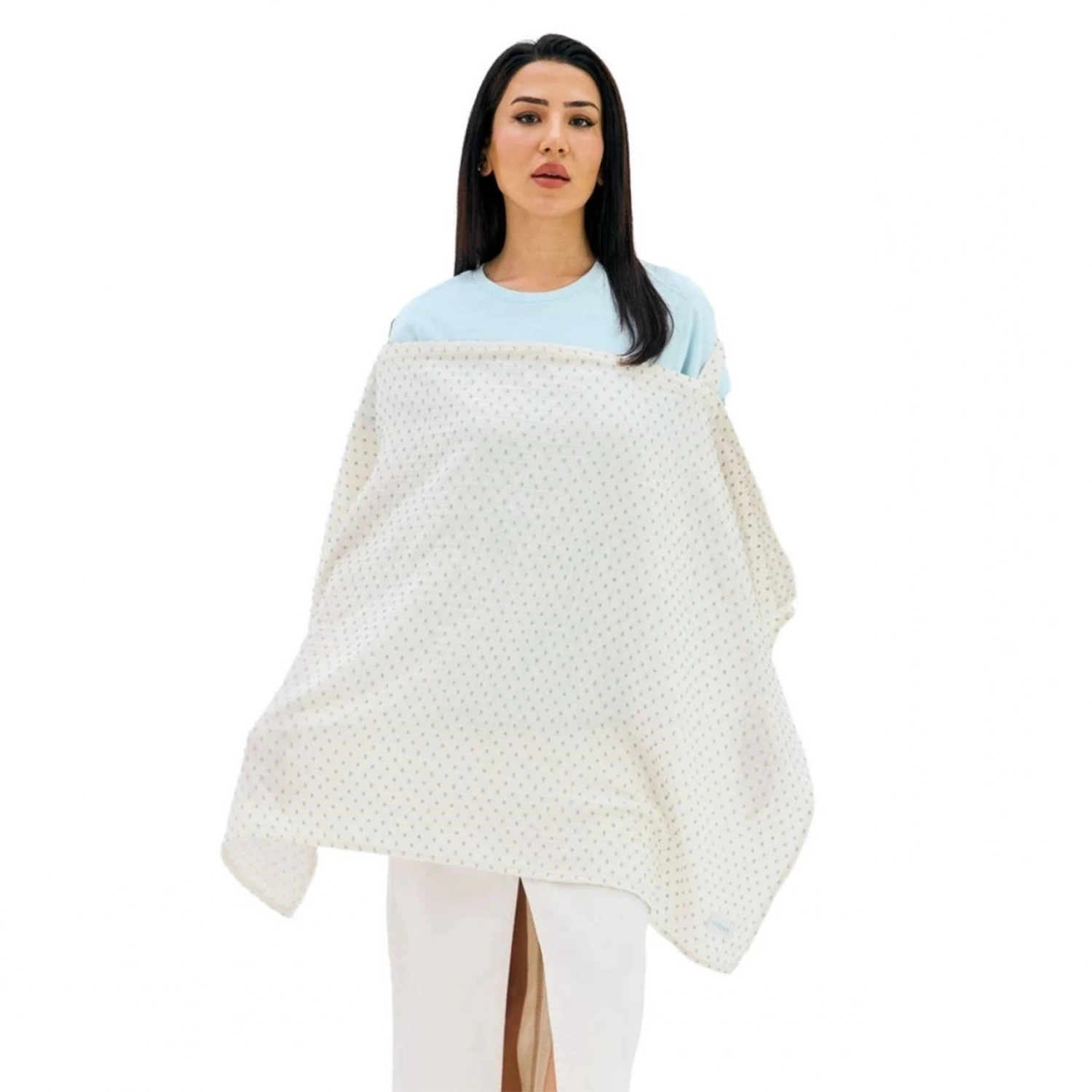 Miniboni Müslin Emzirme Örtüsü - White / Mint