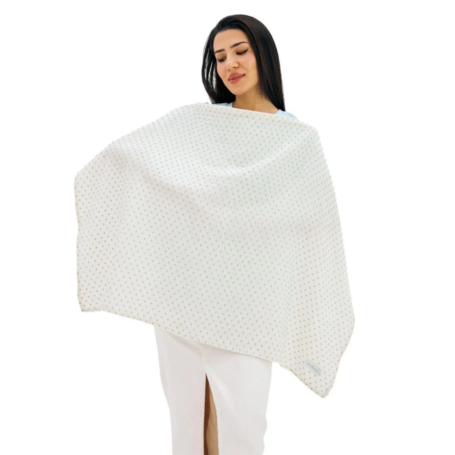 Miniboni Müslin Emzirme Örtüsü - White / Mint