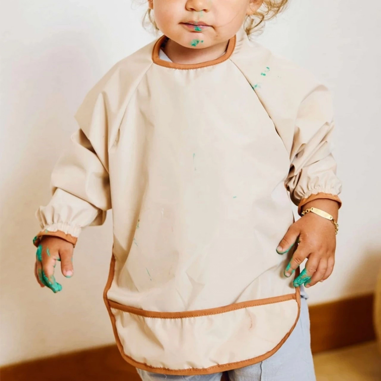 Miniboni Oyun & Mama Önlüğü Uzun Kollu - Beige