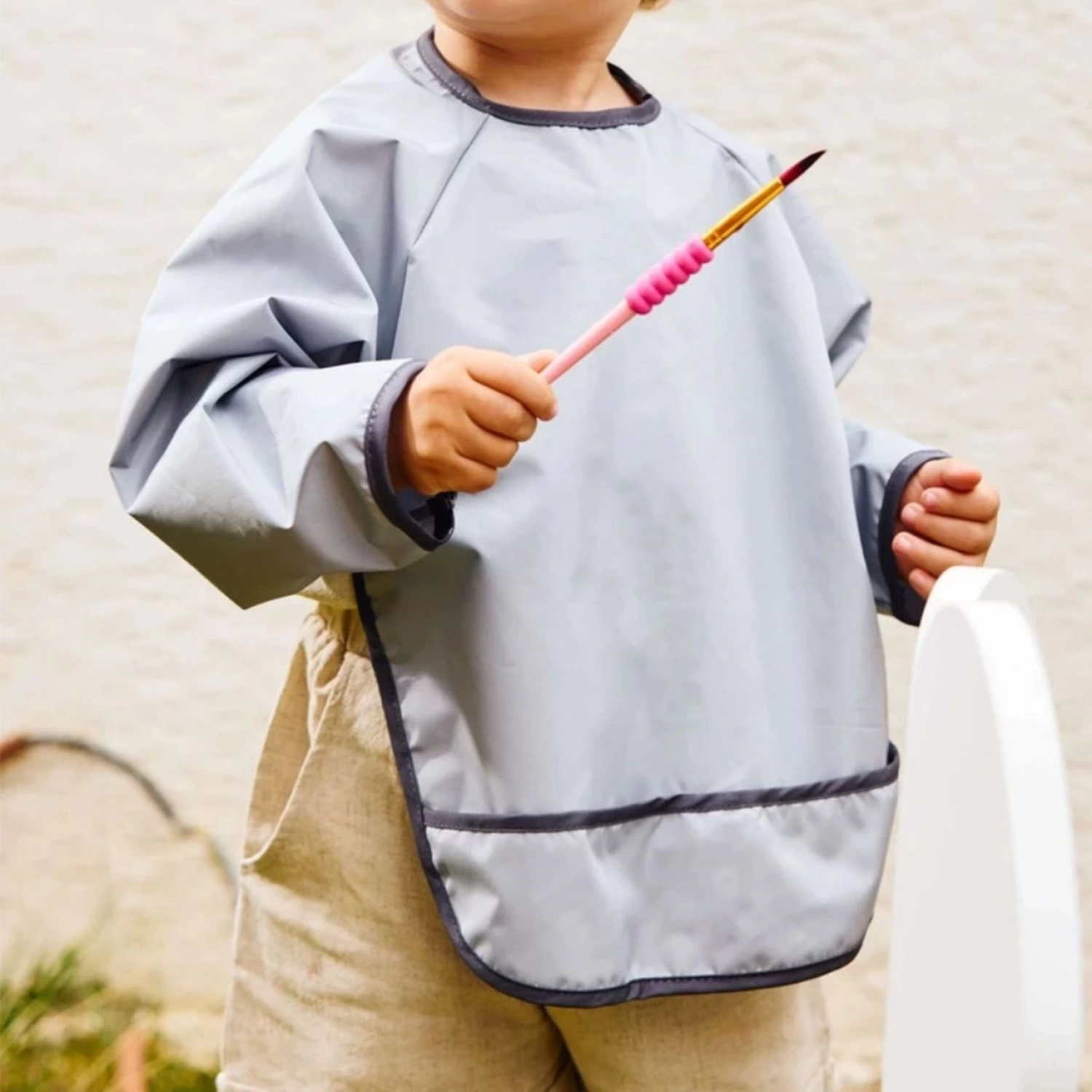 Miniboni Oyun & Mama Önlüğü Uzun Kollu - Grey