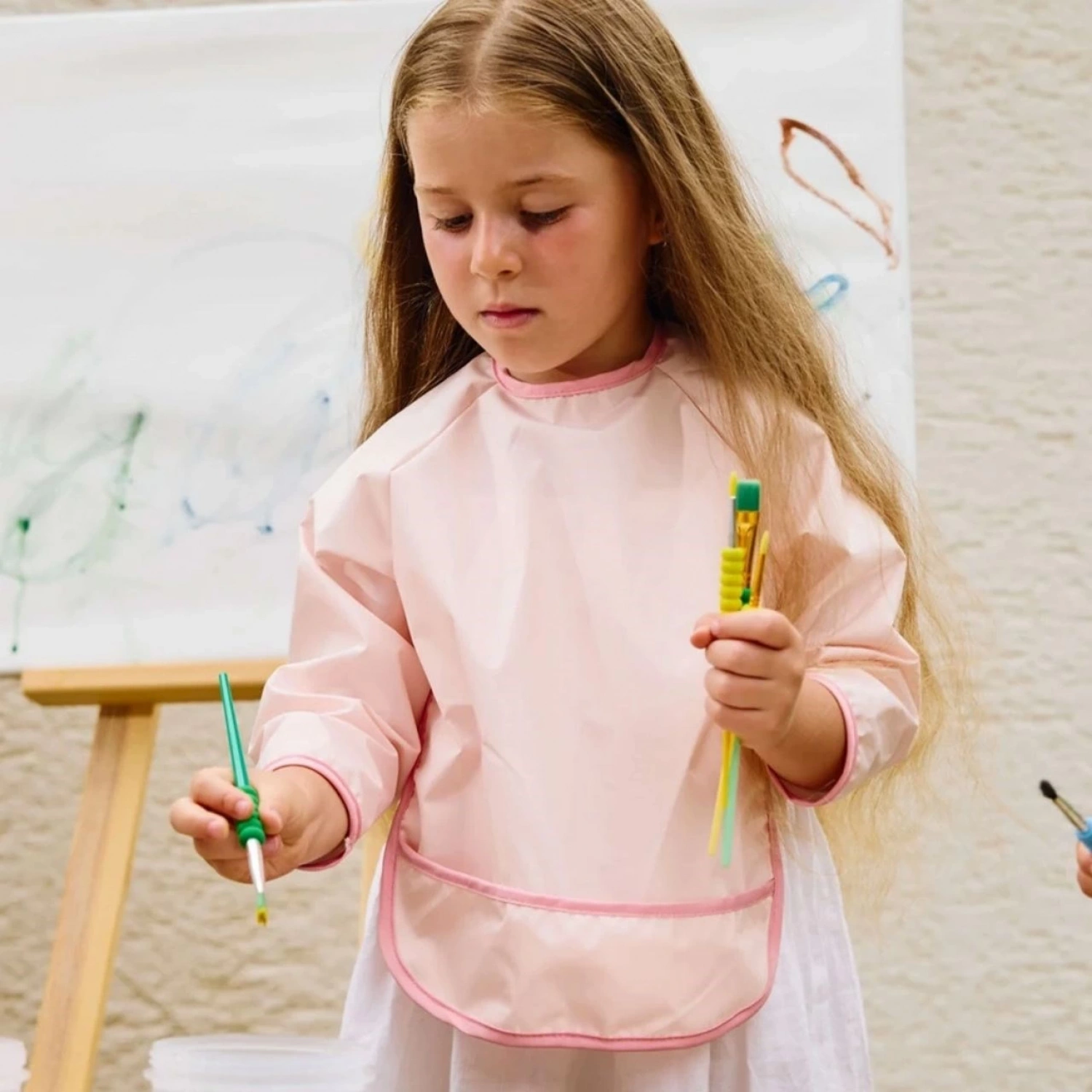 Miniboni Oyun & Mama Önlüğü Uzun Kollu - Pink