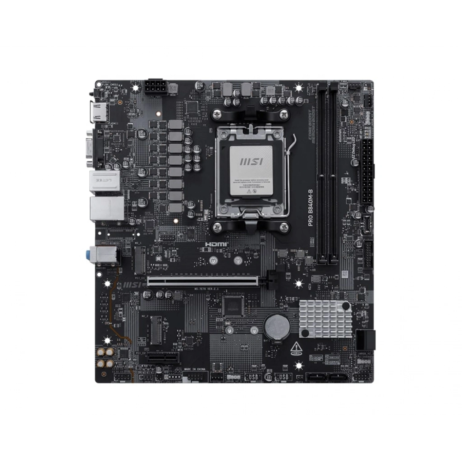 MSI PRO B840M-B AM5 DDR5 8000MHZ(OC) HDMI VGA 2X M.2 USB 5 GBS 2.5G LAN MATX