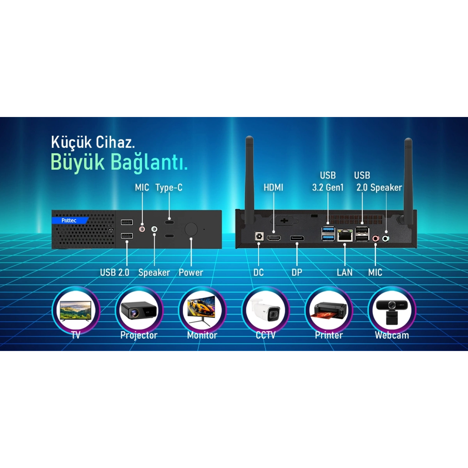 PRITTEC OX3 Q7-TH610L MINI PC I3-12100 / 8GB / 512 Nvme M2 / Free Dos