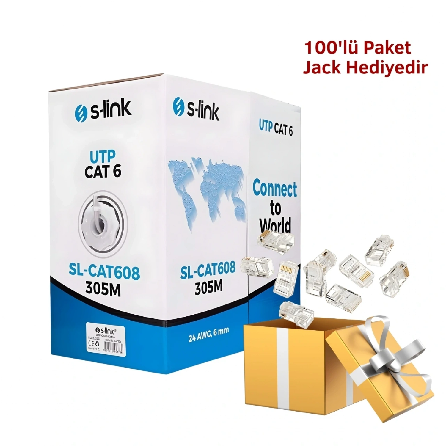 S-Link SL-CAT608 305m Gri Utp CAT6 Kablo