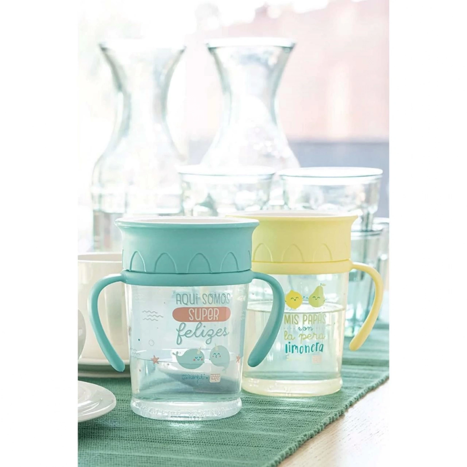 Saro 360 Derece İçilebilen Kulplu Alıştırma Bardağı - Sarı