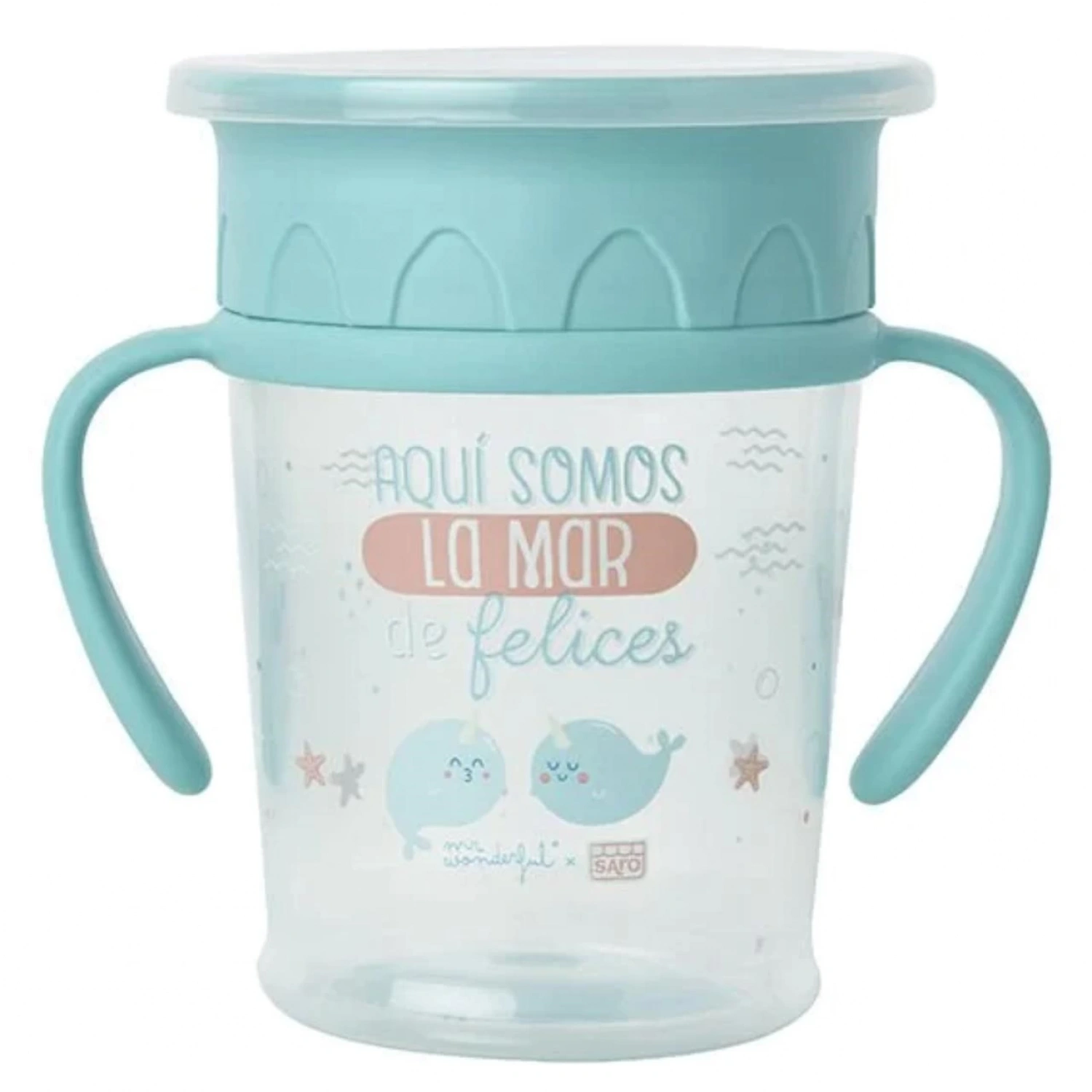 Saro 360 Derece İçilebilen Kulplu Alıştırma Bardağı - Yeşil