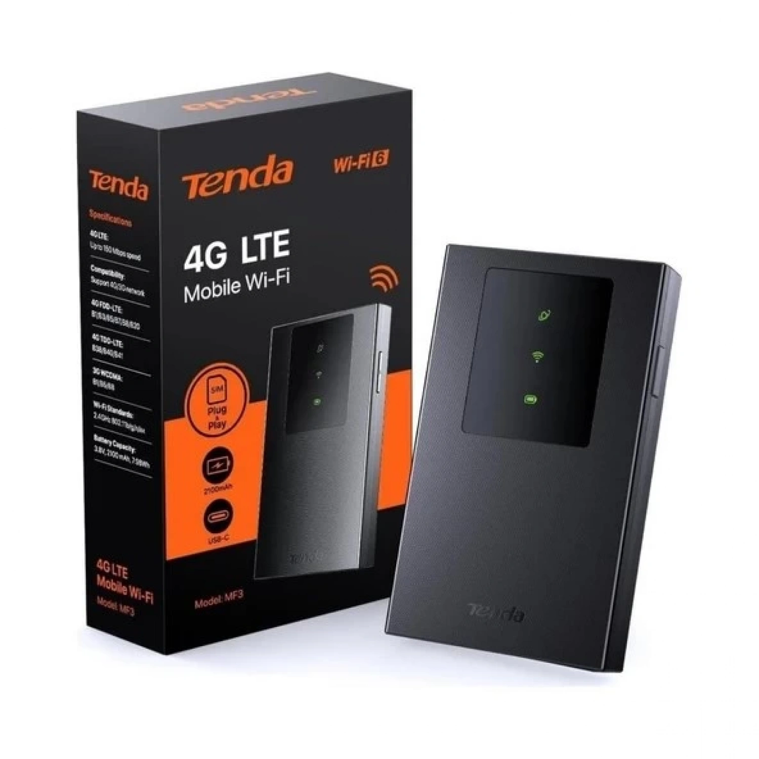 Tenda MF3 3G/4G LTE 286MBPS Mobil WİFİ6 USB-C Sim Kartlı Taşınabilir Modem