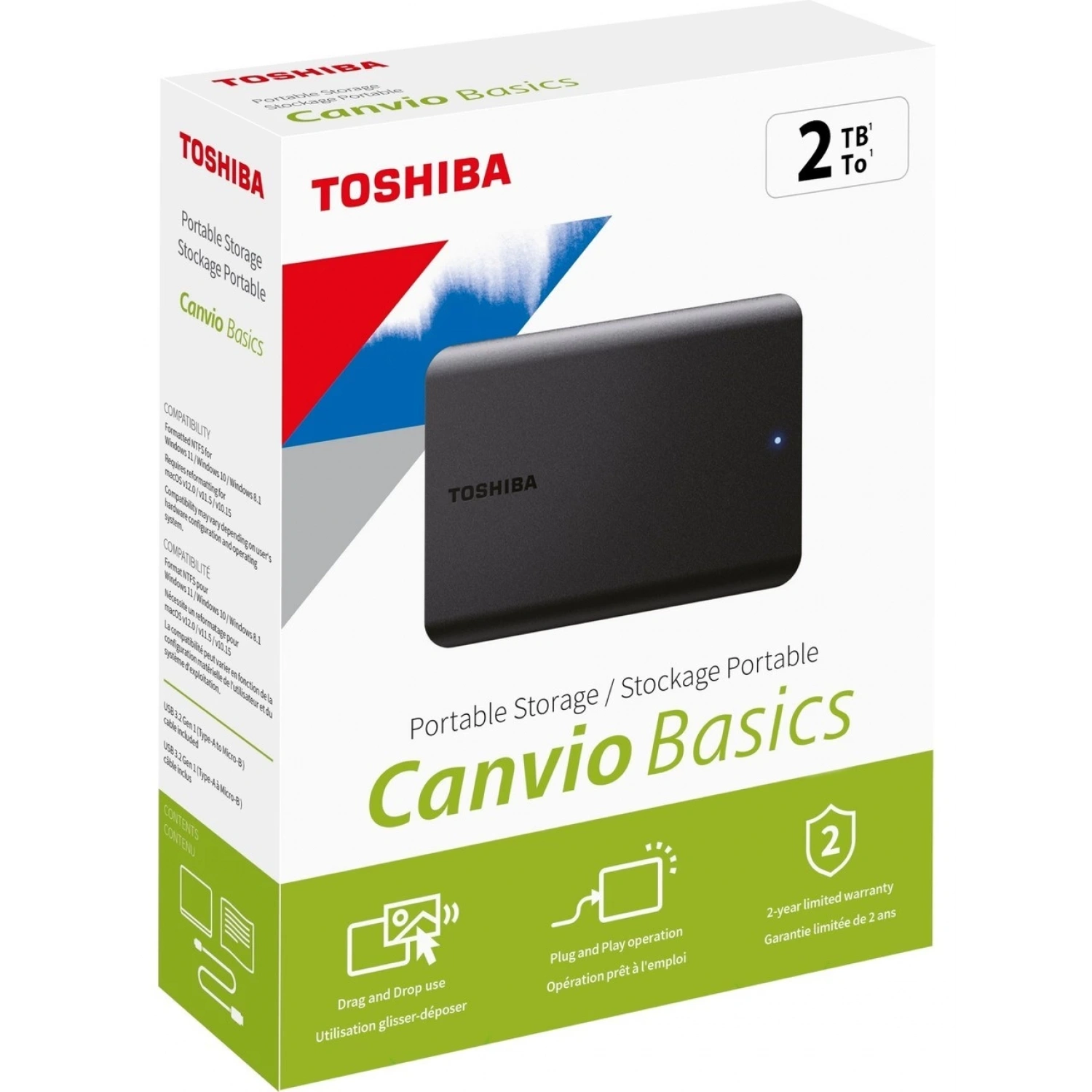 Toshiba Canvio Basics 2TB 2.5 USB3.2 G1 Siyah HDTB520EK3AA Harici HardDisk
