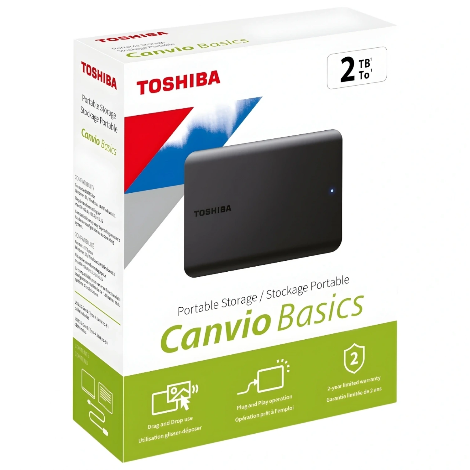 Toshiba Canvio Basics 2TB 2.5 USB3.2 G1 Siyah HDTB520EK3AA Harici HardDisk