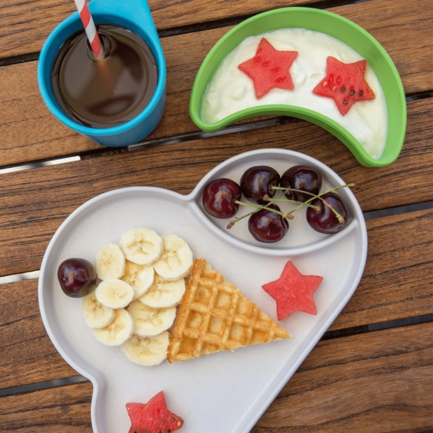 Tum Tum Bambu Yemek Seti - Mavi / Yeşil