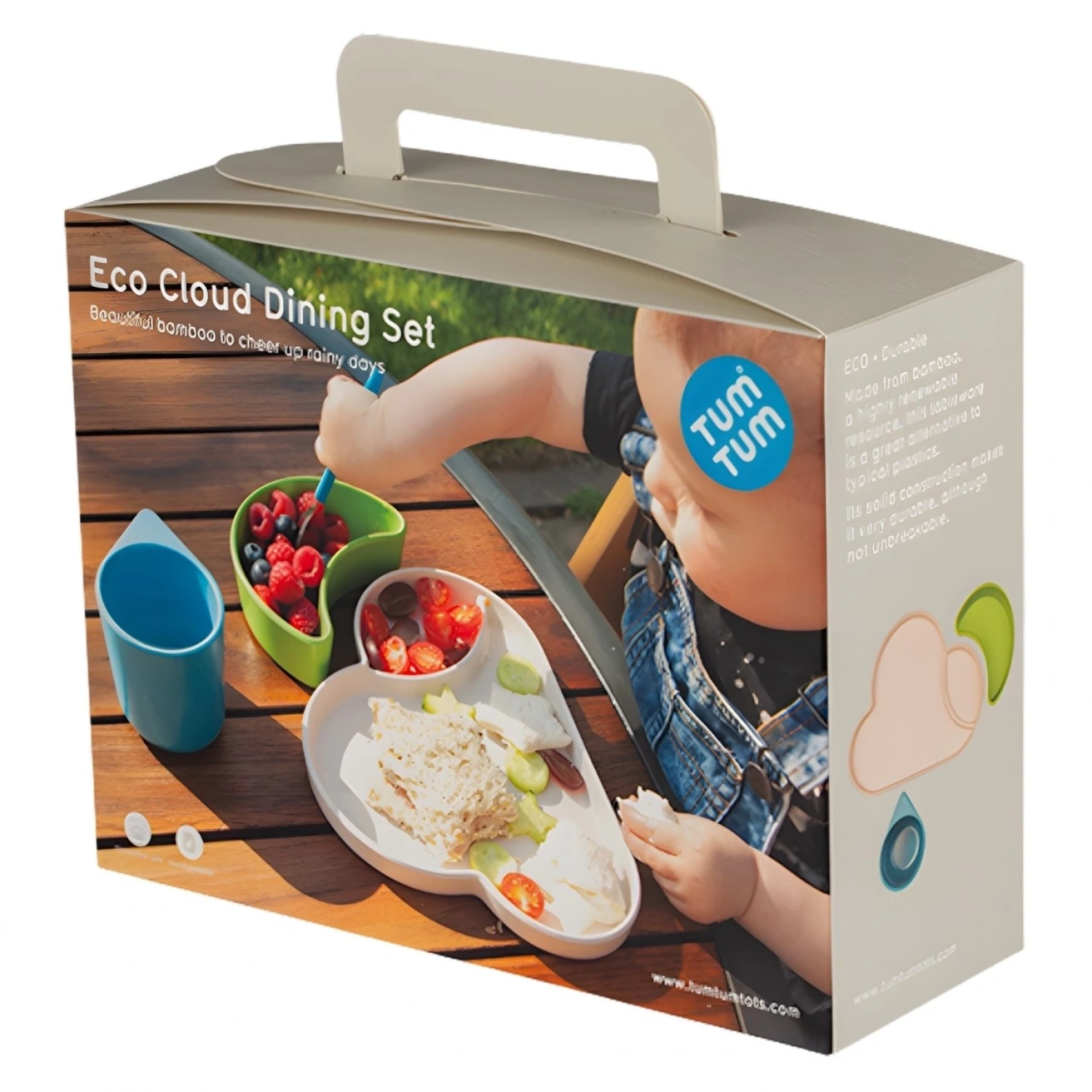 Tum Tum Bambu Yemek Seti - Mavi / Yeşil