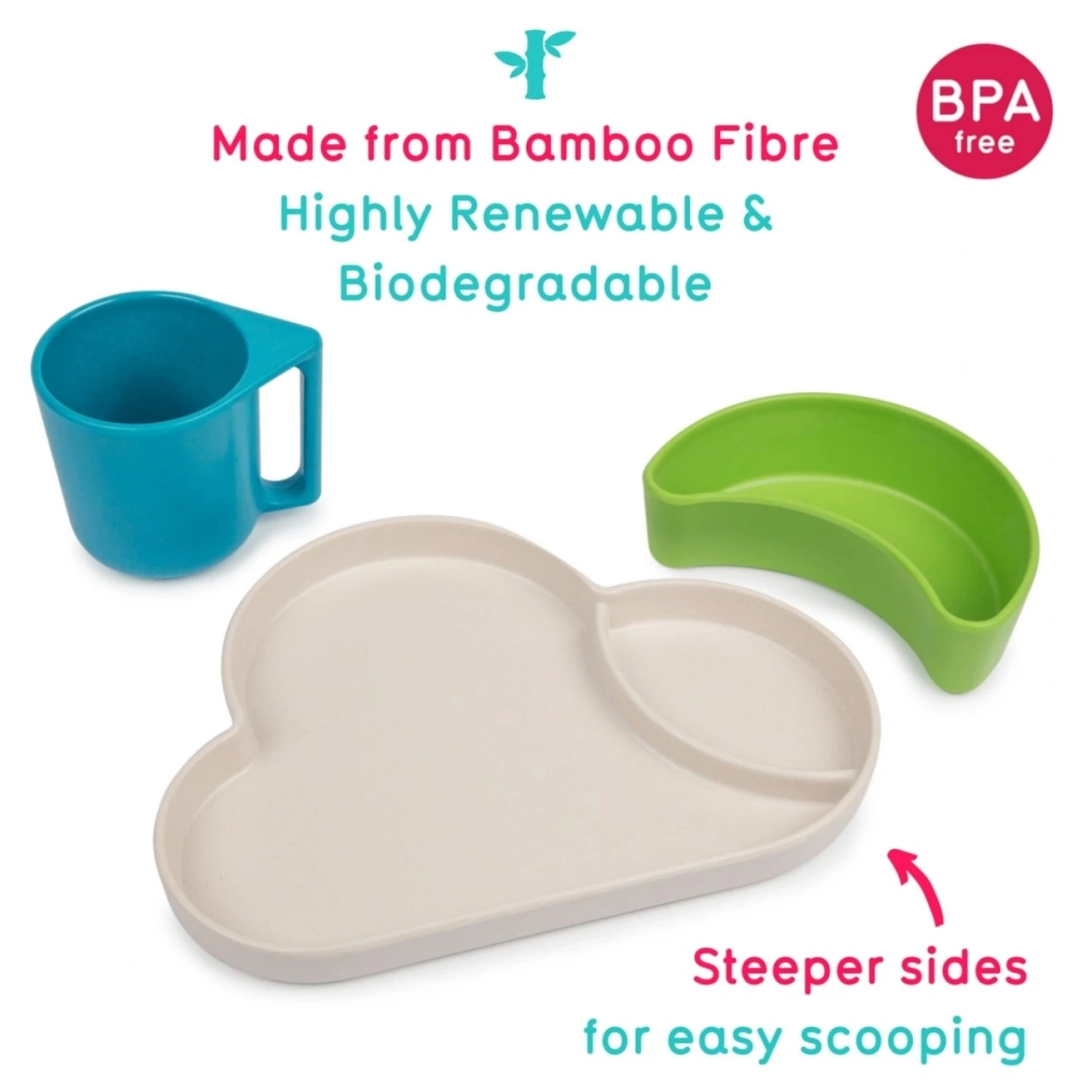 Tum Tum Bambu Yemek Seti - Mavi / Yeşil