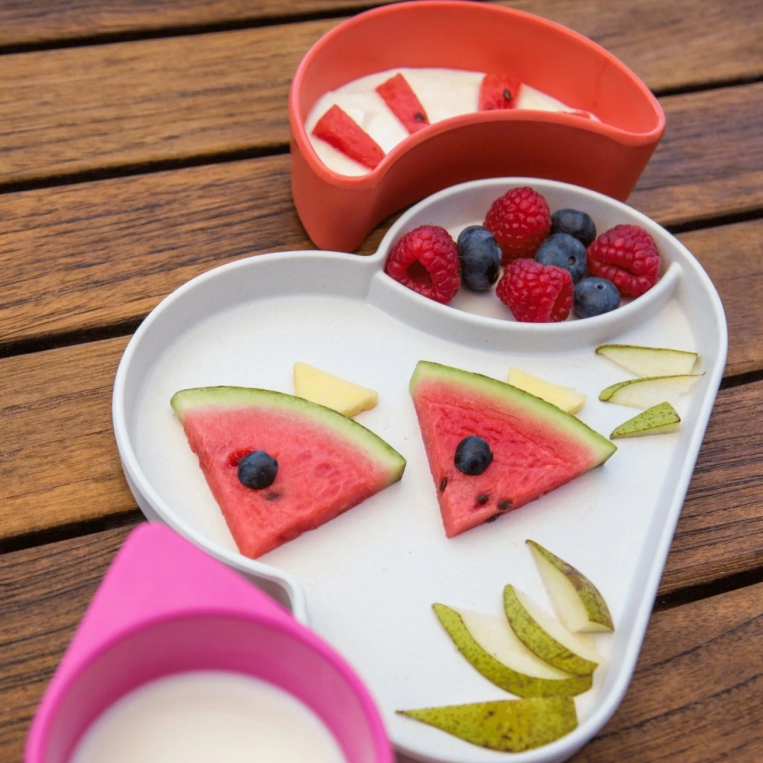 Tum Tum Bambu Yemek Seti - Pembe / Turuncu