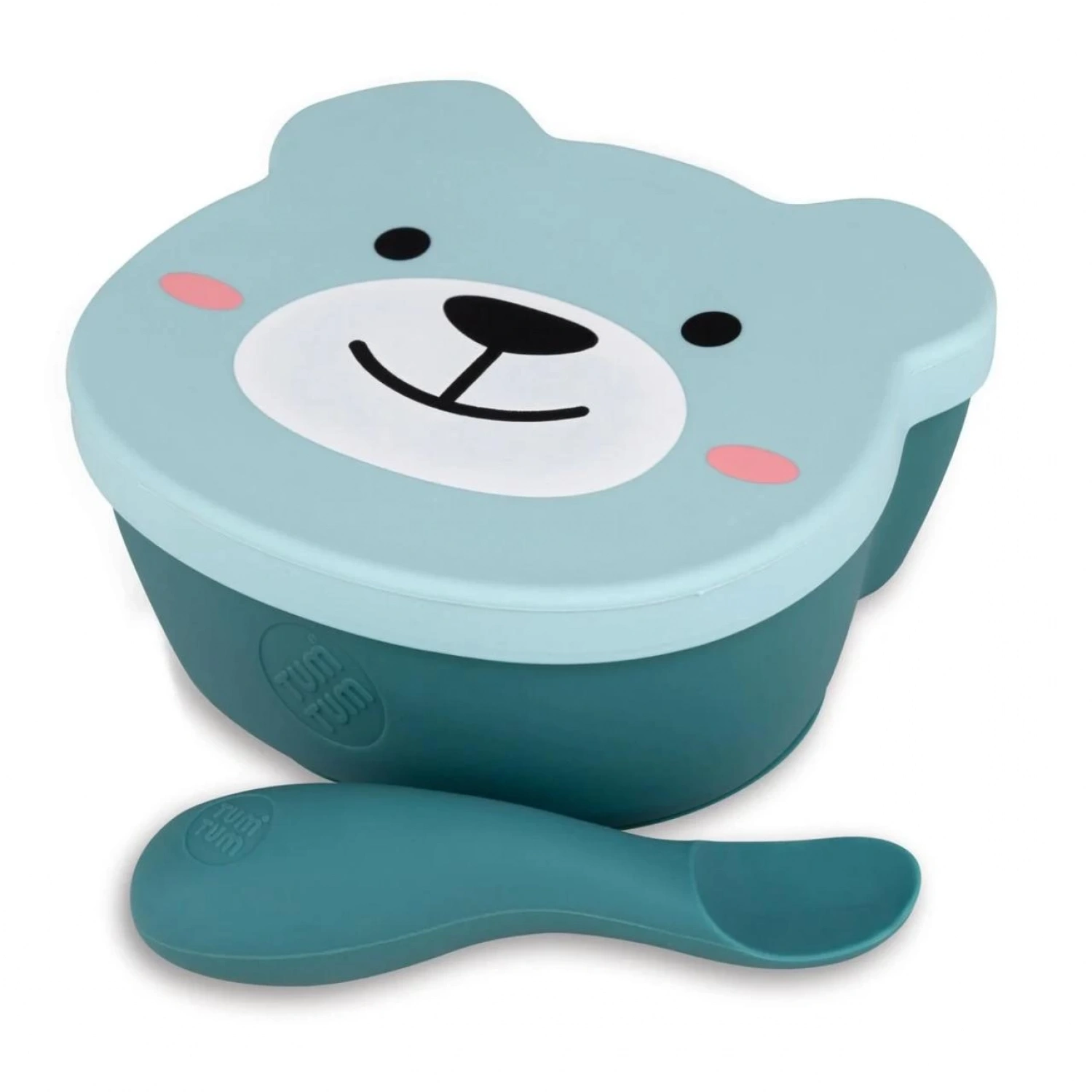 Tum Tum Silikon Vakumlu, Kapaklı Kase ve Kaşık Seti - Boris Bear