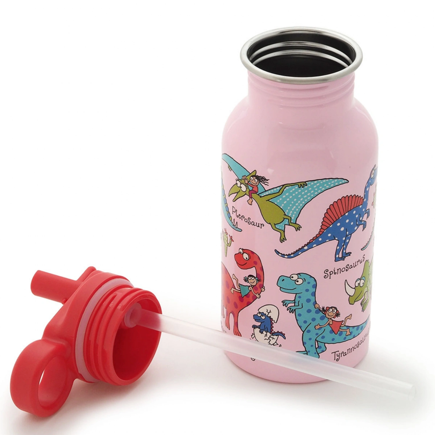 Tyrrell Katz Pipetli Çelik Matara 400ml - Pink Dino
