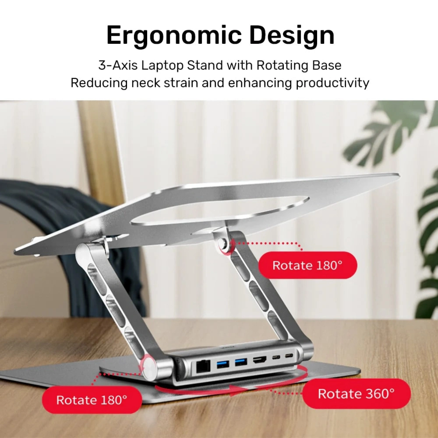 UNITEK 360D METAL 15.6” NOTEBOOK STAND 5in1 D1109B