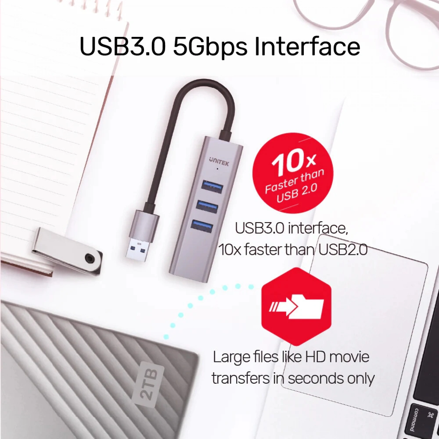 UNITEK 4-IN-1 ETHERNET HUB (Y-3088B)