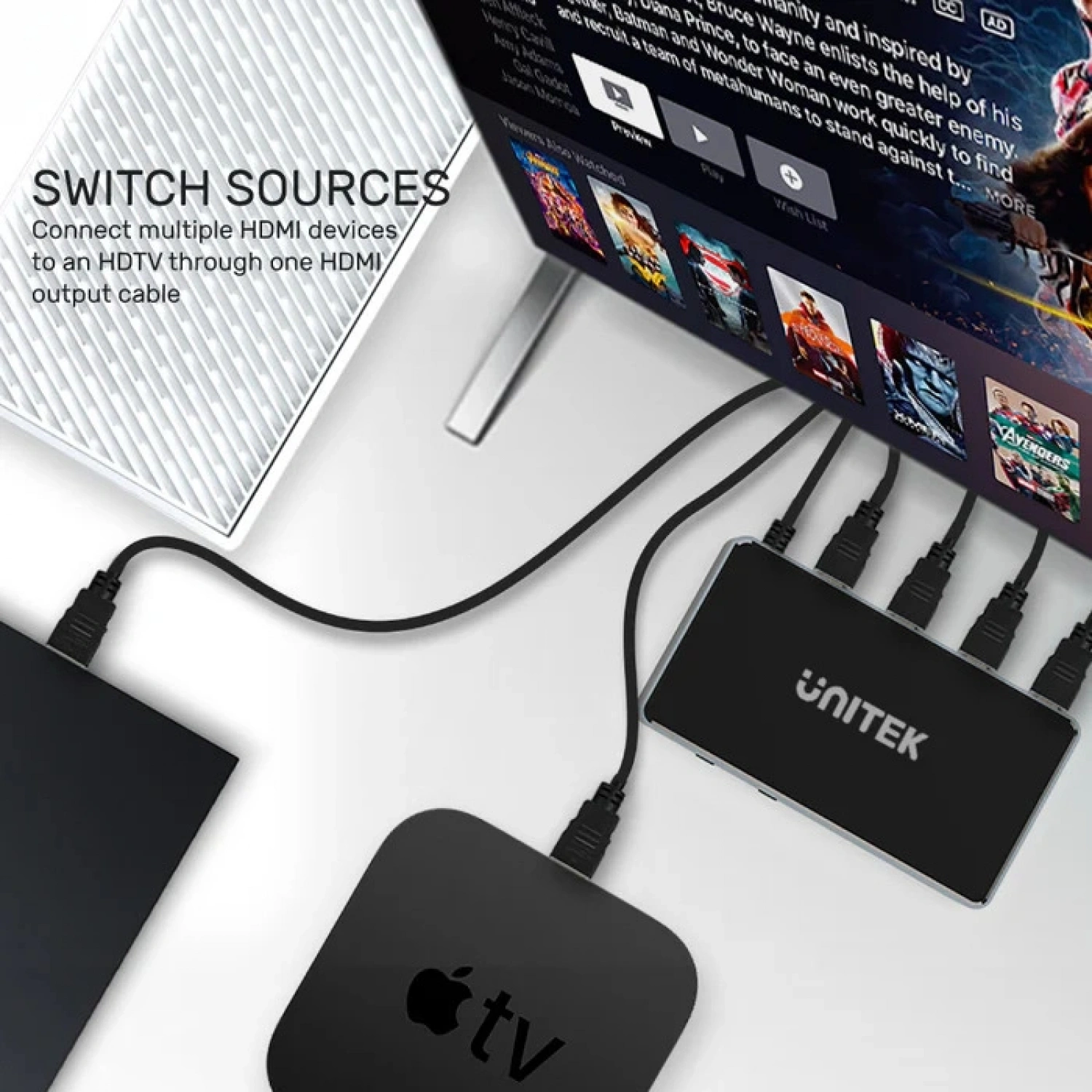 UNITEK 4K HDMI SWITCH 5 IN 1 OUT (V1110A)