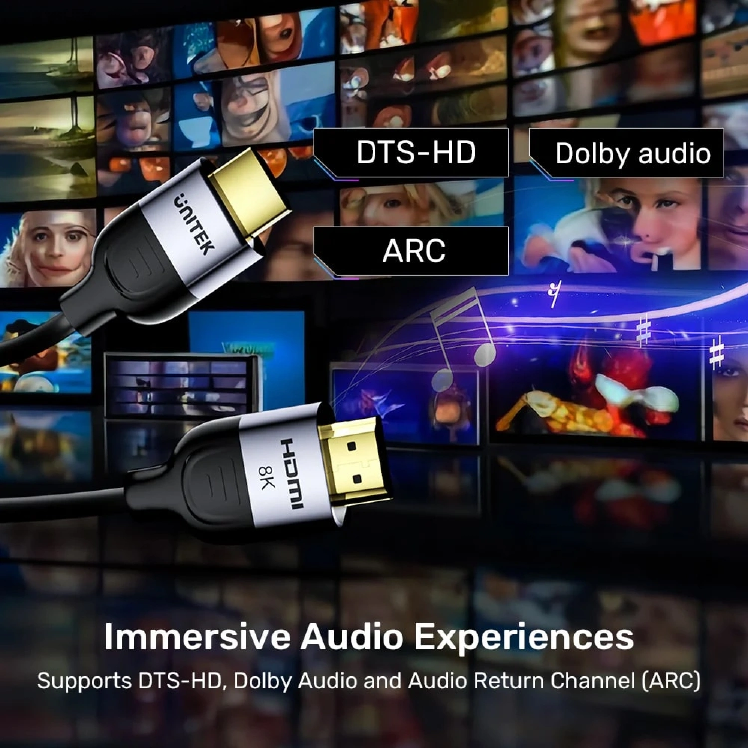 UNITEK HDMI2.1 KABLO 1MT 8K&60Hz (C11086GY-1M)